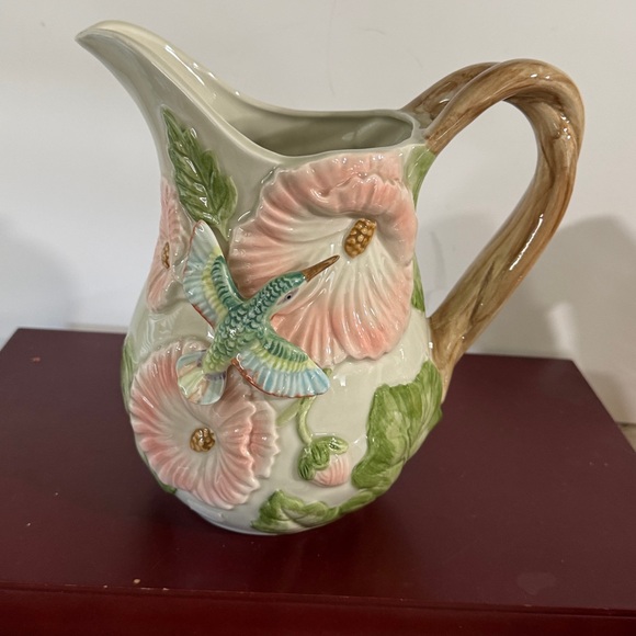 Other - 1987 VINTAGE 2 QT FITZ & FLOYD 3D HUMMING BIRD PITCHER